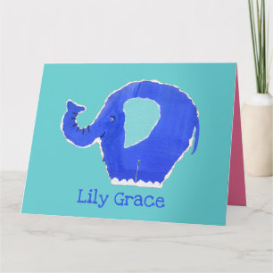 Personalised Cute Elephant Birthday Greetings Card