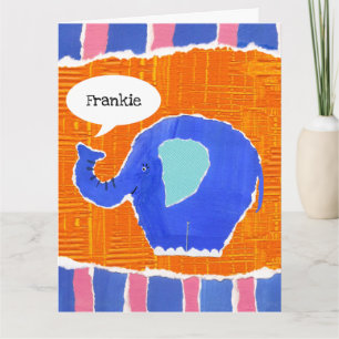 Personalised Cute Elephant Birthday Greetings Card