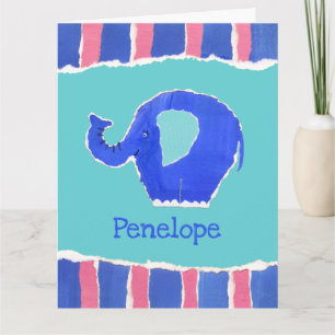 Personalised Cute Elephant Birthday Greetings Card