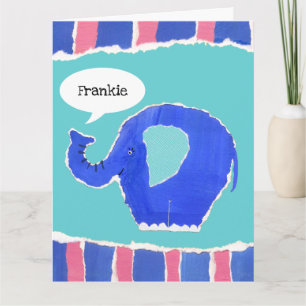 Personalised Cute Elephant Birthday Greetings Card
