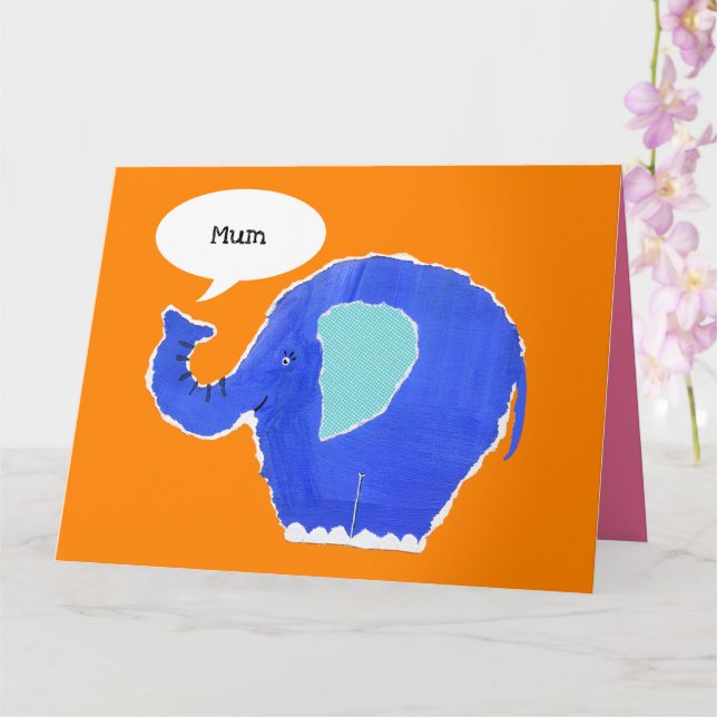 Personalised Cute Elephant Mother's Day Card (Orchid)