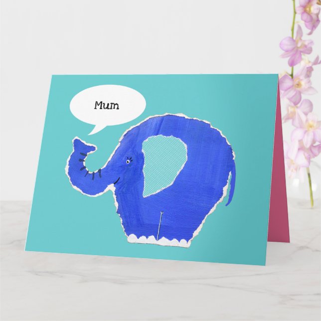 Personalised Cute Elephant Mother's Day Card (Orchid)