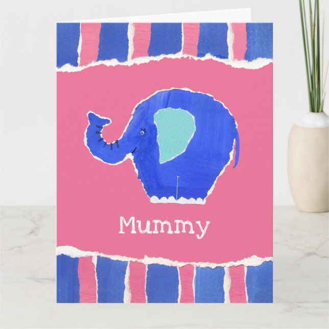 Personalised Cute Elephant Mother's Day Card (Front)