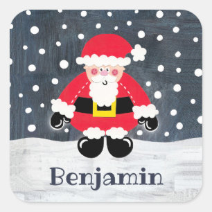 Personalised Cute Father Christmas Santa Claus Squ Square Sticker