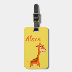 Personalised Cute Kids Giraffe Jungle luggage tag