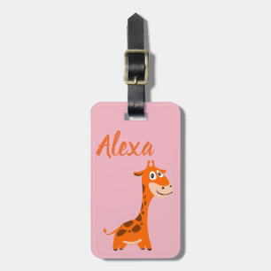 Personalised Cute Kids Giraffe Jungle luggage tag