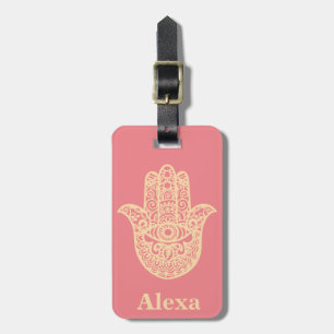 Personalised Cute lucky hamsa hand Luggage Tag