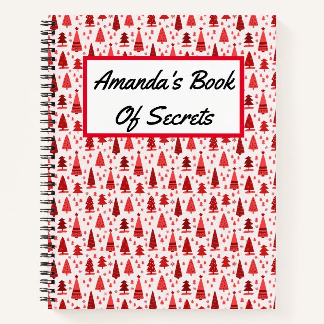 Personalised Cute Modern Minimalist Christmas Tree Notebook (Front)
