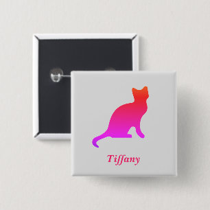 Personalised cute ombre cat  2 inch square button
