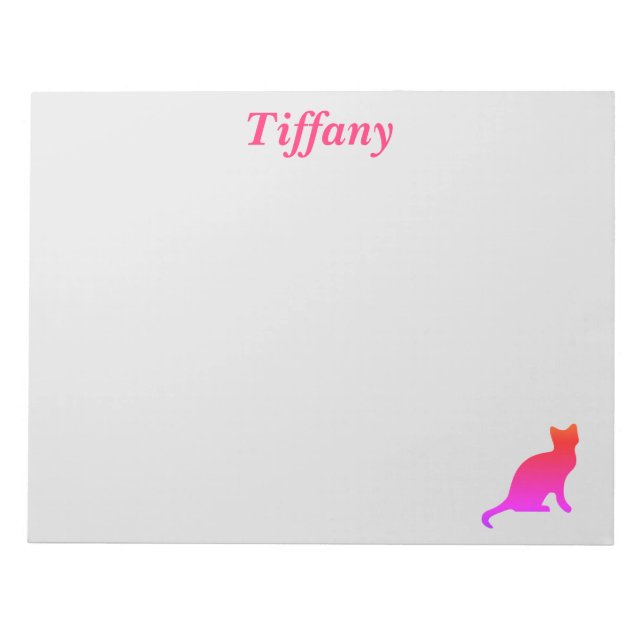 Personalised cute ombre cat  notepad (Front)