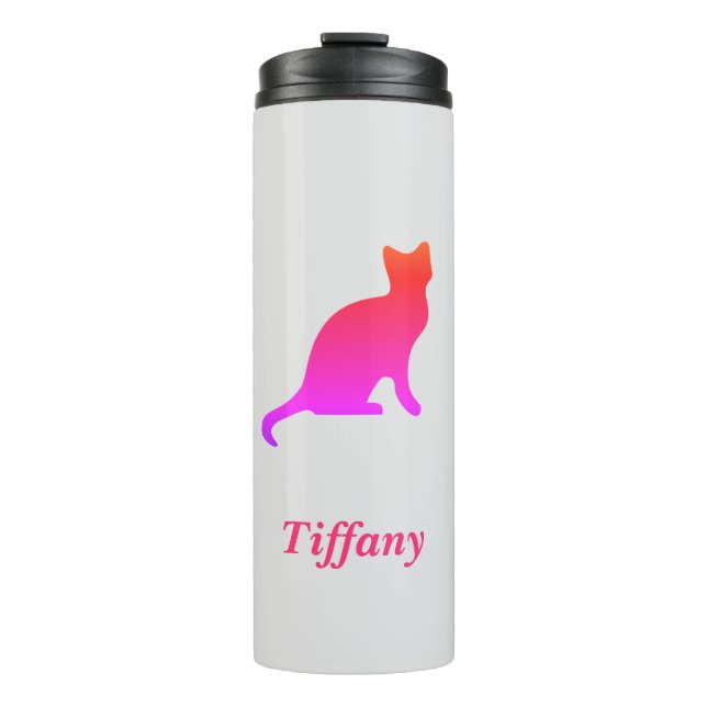 Personalised cute ombre cat  thermal tumbler (Front)
