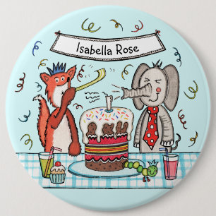 Personalised Cute Party Animals Badge Button