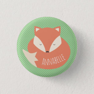 Personalised Cute Sleeping Fox 1 Inch Round Button