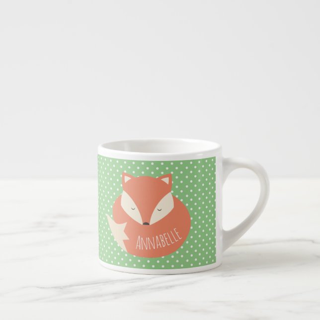 Personalised Cute Sleeping Fox Espresso Cup (Right)
