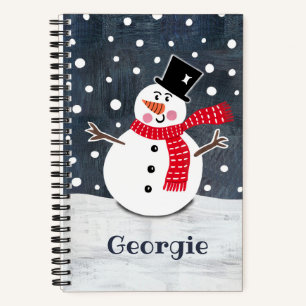 Personalised Cute Snowman Christmas Notebook