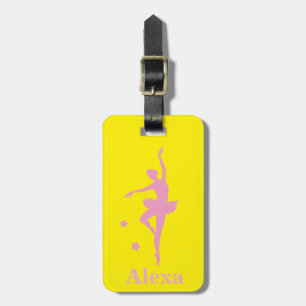 Personalised Cute Yellow Pink ballerina Luggage Tag