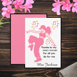 Personalised Dance Teacher, teacher's appreciation Thank You Card