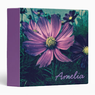 Personalised Dark Purple Flowers Binder