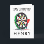 Personalised Dartboard Birthday Card<br><div class="desc">Celebrate a special birthday with this bold and playful dartboard card, personalised with any name, age, and relation! Featuring a vibrant dartboard design and striking red dart, it’s perfect for anyone who loves darts or sporty themes. Whether it’s your son, grandson, nephew, or friend, this card hits the bullseye every...</div>
