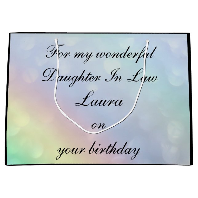 Personalised Daughter In Law Birthday Large Gift Bag (Front)