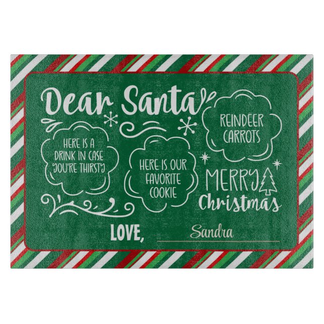 Personalised Dear Santa Cookie & Milk tray Cutting Board (Front)
