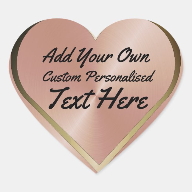 Personalised Design Rose Gold Heart Sticker (Front)