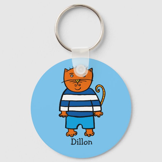 Personalised Dillon the Cat Keychain (Front)