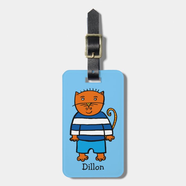 Personalised Dillon the Cat Luggage Tag (Front Vertical)