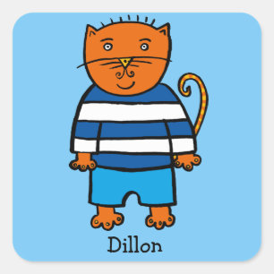 Personalised Dillon the Cat Square Sticker