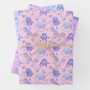 Personalised Dinosaur Gift Wrap In Three Colours