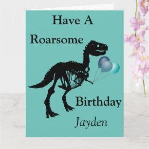 Personalised Dinosaur skeleton birthday card