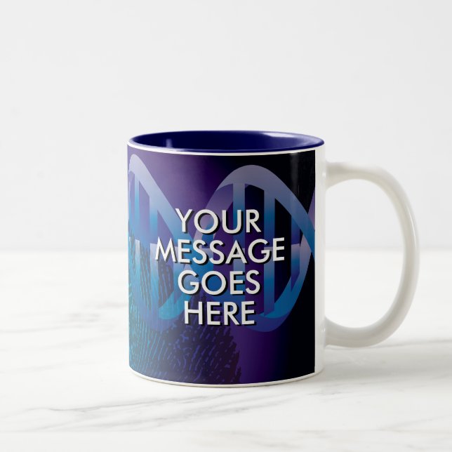 Personalised DNA Blue Science Two-Tone Coffee Mug (Right)