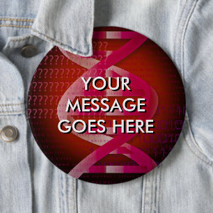 Personalised DNA ID Red 6 Inch Round Button