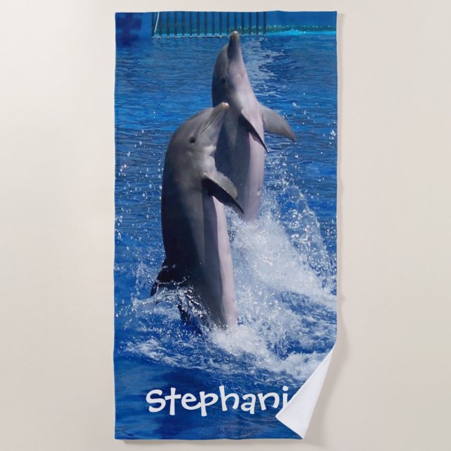 Personalised Dolphins Beach Towel (Front)
