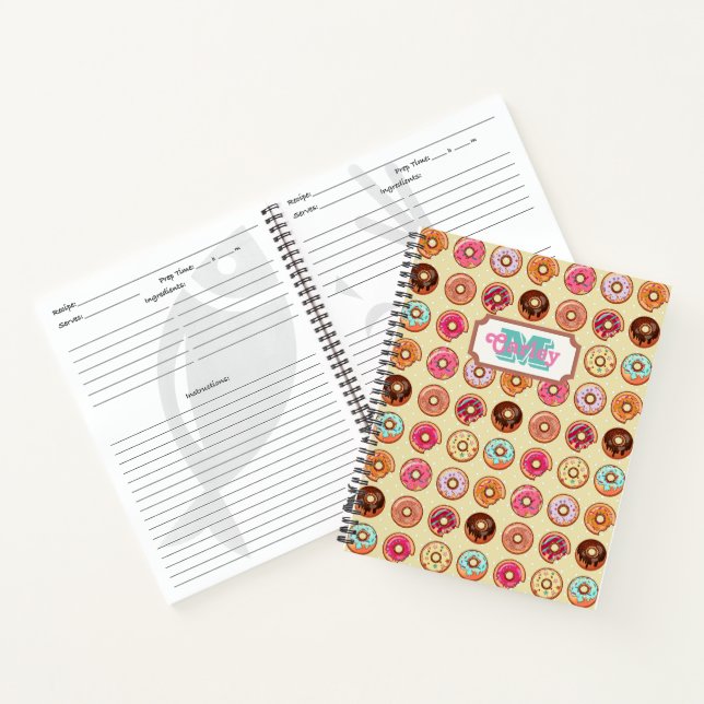 Personalised Doughnut Pattern Recipe Notebook (Inside)