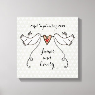 Personalised Doves Canvas Picture Wedding Gift Print