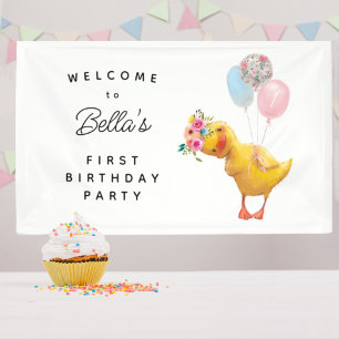 Personalised Duck Birthday Backdrop, Duck Birthday Banner
