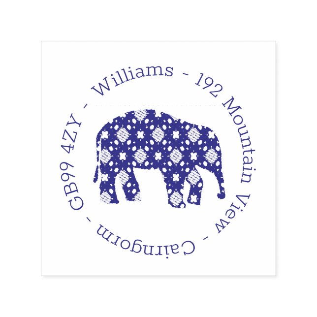 Personalised Elephant Address  Self-inking Stamp (Design)