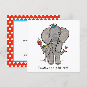 Personalised Elephant and Baby Birthday Invitation