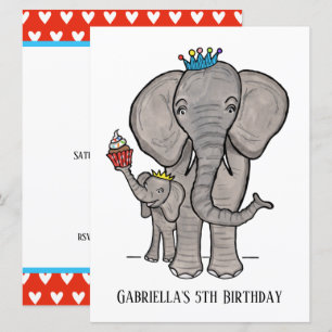 Personalised Elephant and Baby Birthday Invitation
