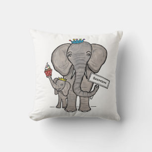 Personalised Elephant and Baby Cushion
