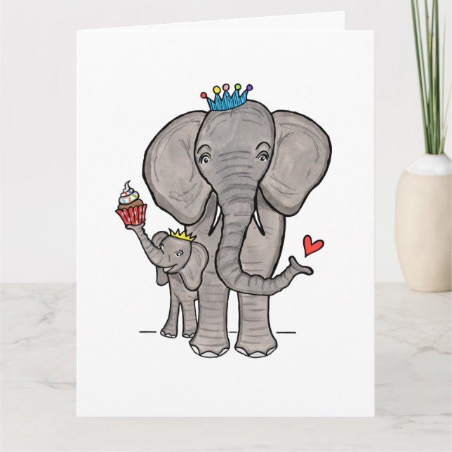 Personalised Elephant and Baby Mother's Day Card (Front)