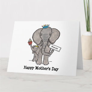 Personalised Elephant and Baby Mother's Day Card