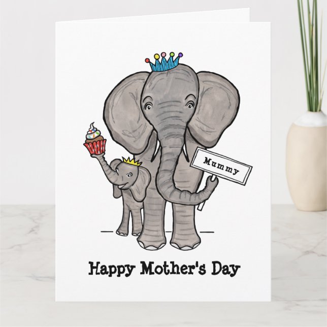 Personalised Elephant and Baby Mother's Day Card (Front)
