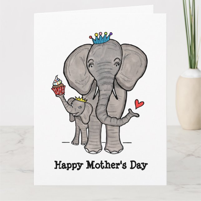 Personalised Elephant and Baby Mother's Day Card (Front)