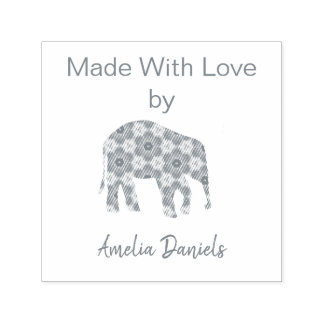 Personalised Elephant Made with Love Self-inking Stamp