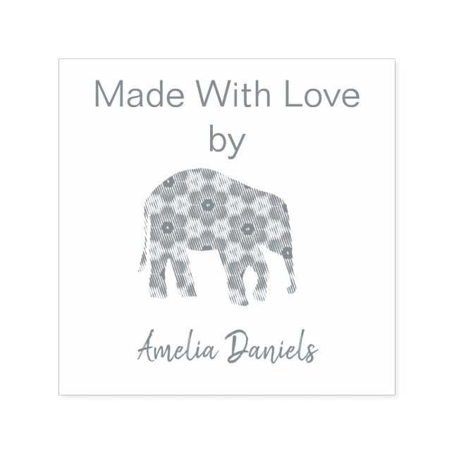 Personalised Elephant Made with Love Self-inking Stamp (Design)
