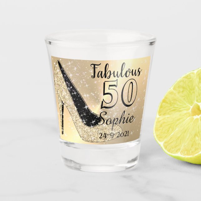 Personalised Fabulous 50 Birthday Shot Glass (Front)