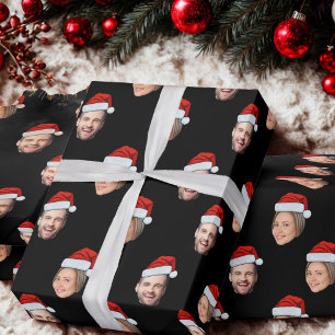 Personalised Face Santa Hat 2 Photos Wrapping Paper
