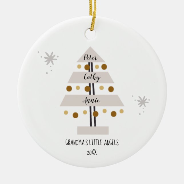 Personalised Family Grandchildren Christmas Tree C Ceramic Ornament (Front)